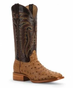 Men's R. Watson Antique Saddle Bruciato Full Quill Ostrich Boots