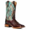 Men's Ariat Cyclone Stirrup Brown/Roaring Turquoise Wide Square Toe Boot