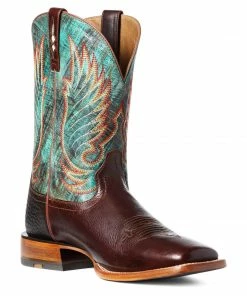Men's Ariat Cyclone Stirrup Brown/Roaring Turquoise Wide Square Toe Boot