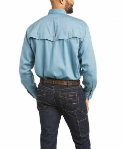 Frey Outfitters Fire Resistant Shirts Ariat FR Steel Blue Vented Work Shirt
