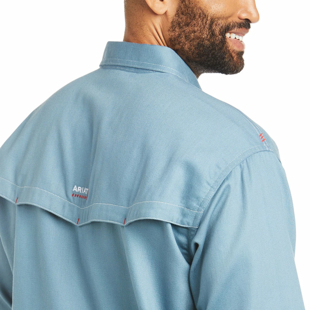 Frey Outfitters Fire Resistant Shirts Ariat FR Steel Blue Vented Work Shirt 4 Frey Outfitters Fire Resistant Shirts Ariat FR Steel Blue Vented Work Shirt