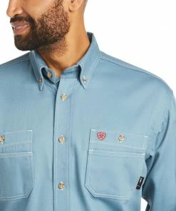 Frey Outfitters Fire Resistant Shirts Ariat FR Steel Blue Vented Work Shirt 6 Frey Outfitters Fire Resistant Shirts Ariat FR Steel Blue Vented Work Shirt