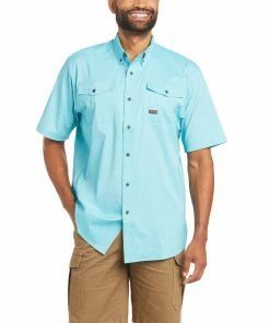 Short Sleeve Shirts Men's Ariat Rebar Made Tough VentTek DuraStretch Work Shirt Short Sleeve Shirt