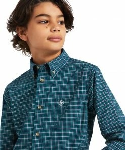 Boys Ariat Pro Declan Classic Deep Pacific Long Sleeve Shirt 5 Boys Ariat Pro Declan Classic Deep Pacific Long Sleeve Shirt