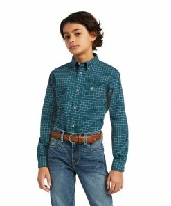 Boys Ariat Pro Declan Classic Deep Pacific Long Sleeve Shirt