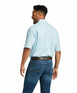 Men's Ariat VentTek Classic Crystal Blue Short Sleeve Shirt Short Sleeve Shirts