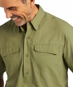 Short Sleeve Shirts Men's Ariat Venttek Outbound Classic Deep Lichen Green Short Sleeve Shirt