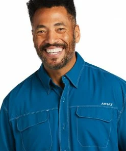 Men's Ariat VentTek Outbound Fluid Teal Long Sleeve Shirt Long Sleeve Shirts