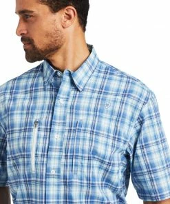Men's Ariat VentTek Classic Dutch Blue Plaid Short Sleeve Shirt