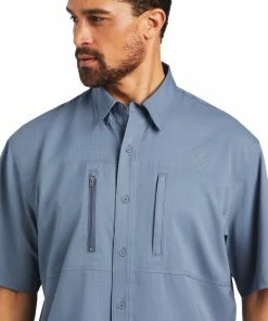 Short Sleeve Shirts Men's Ariat VentTek Classic Folkstone Gray Short Sleeve Shirt