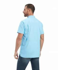 Men's Ariat VentTek Outbound Fitted Baltic Sea Short Sleeve Shirt Short Sleeve Shirts