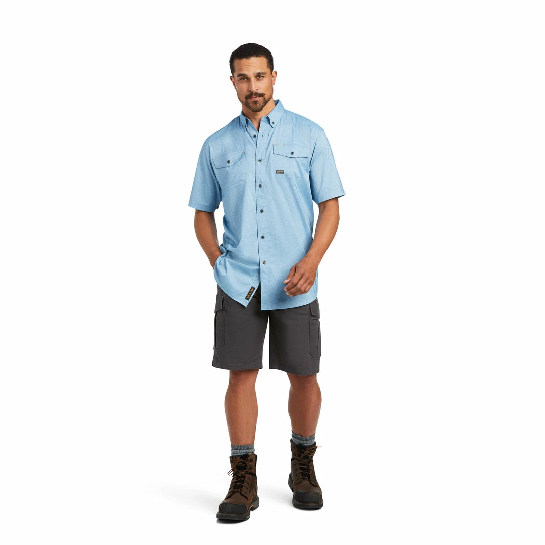 Short Sleeve Shirts Men's Ariat Rebar Made Tough VentTek Durastretch Short Sleeve Deep Water Heather Shirt 1 Short Sleeve Shirts Men's Ariat Rebar Made Tough VentTek Durastretch Short Sleeve Deep Water Heather Shirt