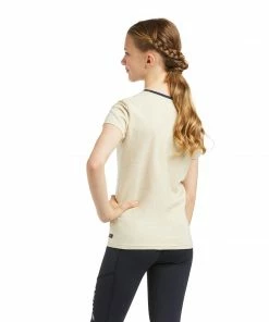 Girl's Western Shirts Girls Ariat Youth Fabulous Short Sleeve Oatmeal Heather T-Shirt