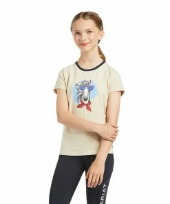 Girl's Western Shirts Girls Ariat Youth Fabulous Short Sleeve Oatmeal Heather T-Shirt