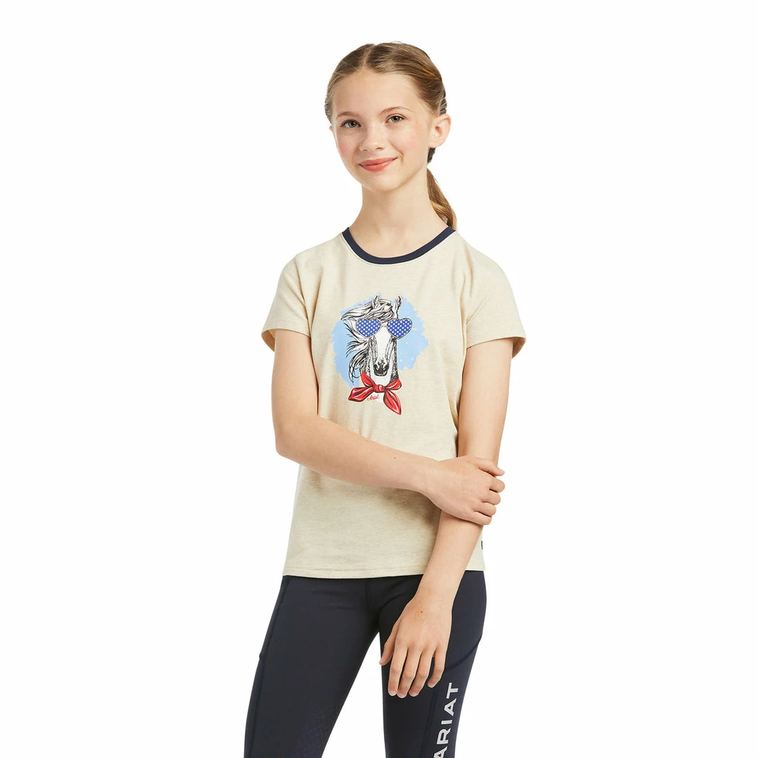 Girl's Western Shirts Girls Ariat Youth Fabulous Short Sleeve Oatmeal Heather T-Shirt 1 Girl's Western Shirts Girls Ariat Youth Fabulous Short Sleeve Oatmeal Heather T-Shirt