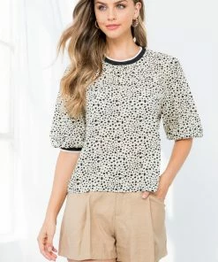 THML Women's Spotted Short Sleeve Top Tops