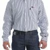 Cinch Fire Resistant Clothing Men's Lightweight Light Blue, Navy And White Stripe FR Button-Down