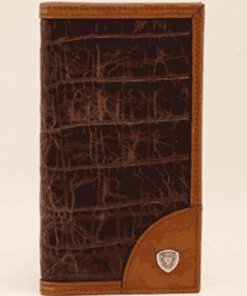 M & F Ariat Rodeo Croco Shield Brown Wallet Wallets