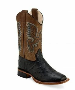 Kids Boots Kid's Jama Black Ostrich Square Toe Boot