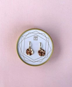 BB Lila "Coin" Gold Ear Huggies W/Accent Drops Jewelry