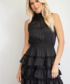 Glam Women's Black Sleeveless Dress