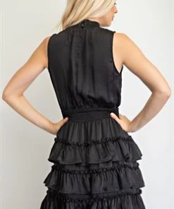 Glam Women's Black Sleeveless Dress