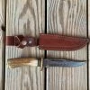 Western Fashion Knives 10 1/4" Horn Damascus Steel Knife W/Knife Sheath